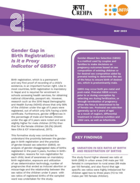 Policy Brief: Gender Gap in Birth Registration and the Practice of Gender- Biased Sex Selection