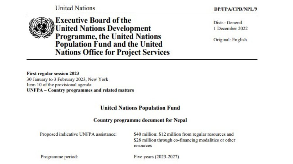 UNFPA Country Programme Document for Nepal (2023-2027)