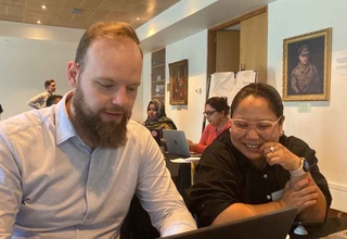 Patrick Duerst and Smriti Gurung at the kNOwVAW data training.
