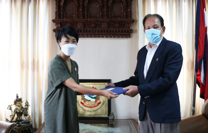 Minister Khadka receives the Letter of Credentials of Ms. Hong