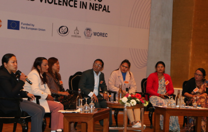 Picture depicts panel discussion with Government stakeholders on GBV