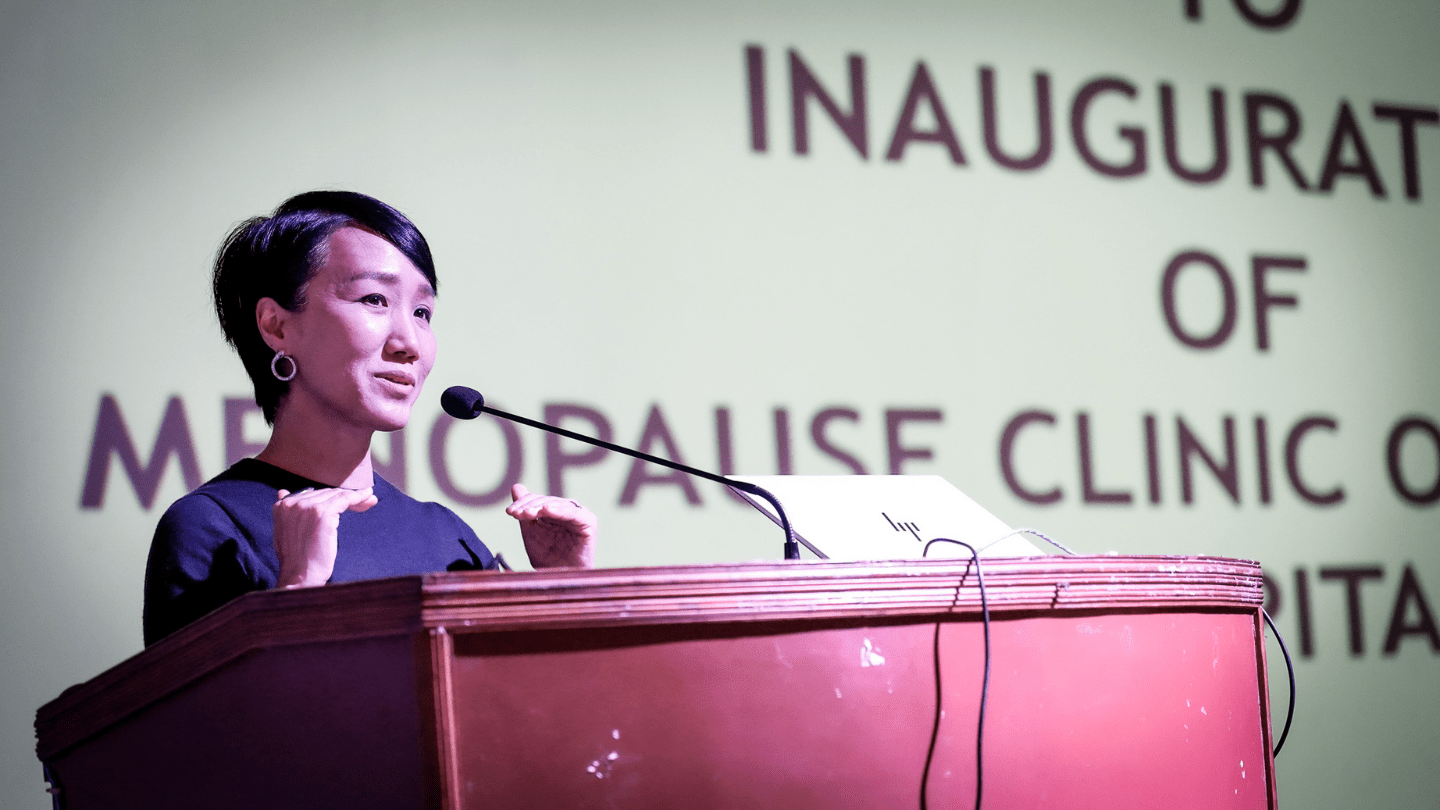 UNFPA Representative speaking at the menopause clinic inauguration event