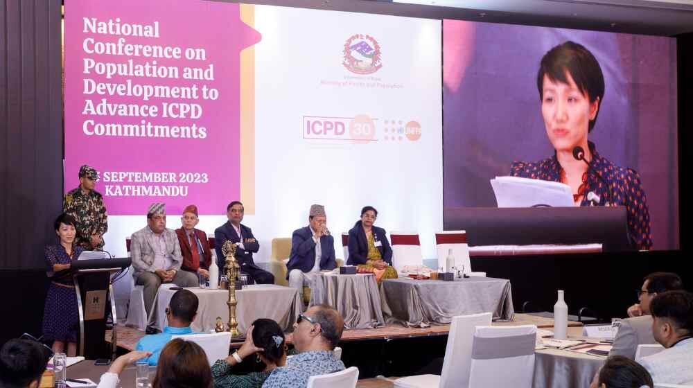 unfpa representative speaking at the national conference on population and development