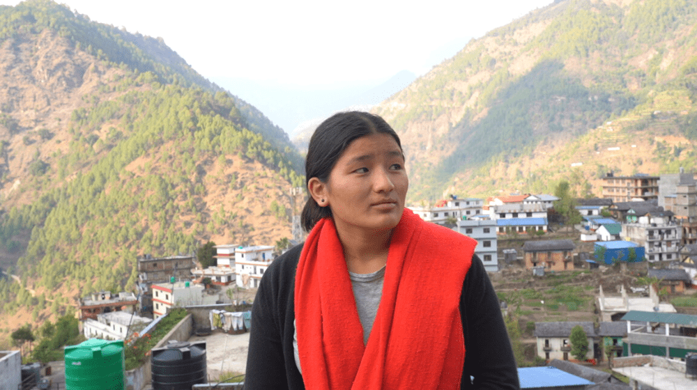 Picture depicts Mina, a peer facilitator from the Rolpa district of the Lumbini province in Nepal