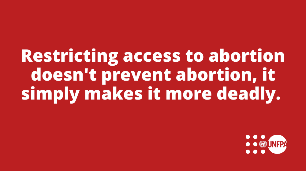 The picture highlights the statement from UNFPA on new restrictions to access to abortion.