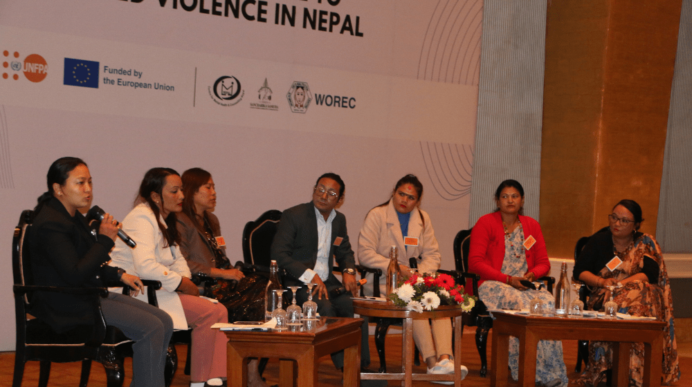 Picture depicts panel discussion with Government stakeholders on GBV