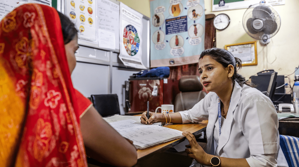Picture depicts Kriti Gupta from the one-stop crisis management center at Biratnagara community-based psychosocial worker Kesh