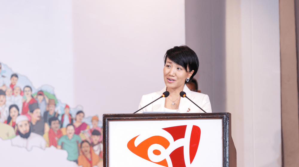 Picture depicts the UNFPA Nepal Representative, speaking at the launch of the census