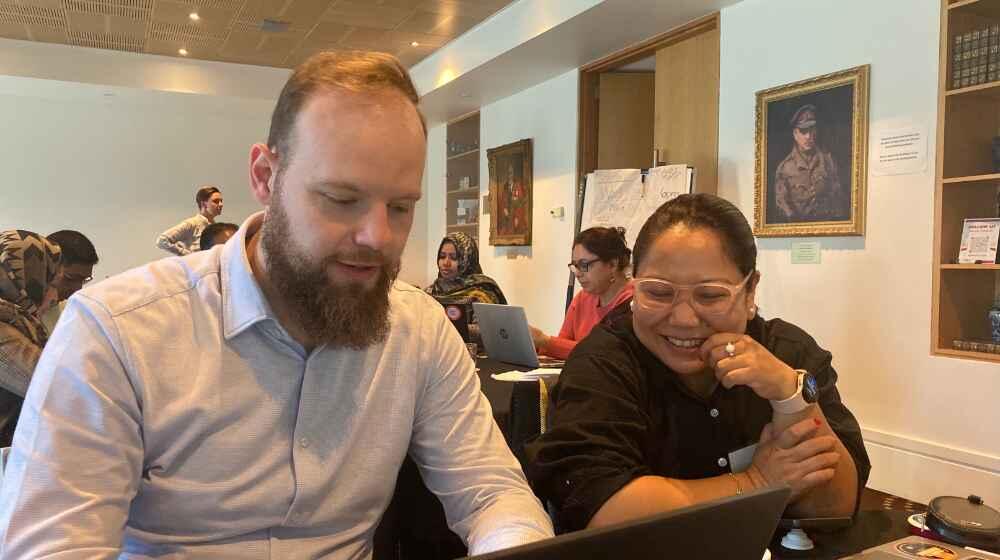 Patrick Duerst and Smriti Gurung at the kNOwVAW data training.