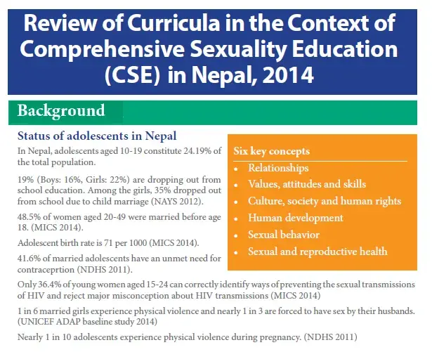 Review of Curricula in the Context of Comprehensive Sexuality Education in Nepal