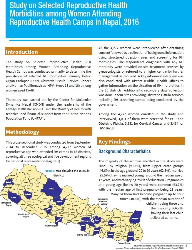 Study on Selected Reproductive Health Morbidities among Women Attending Reproductive Health Camps in Nepal