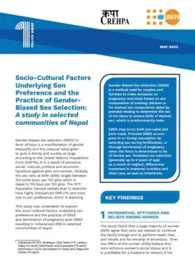 Policy Brief: Socio-Cultural Factors Underlying Son Preference and the Practice of Gender- Biased Sex Selection