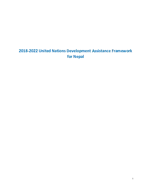 United Nations Development Assistance Framework for Nepal (2018-2022)