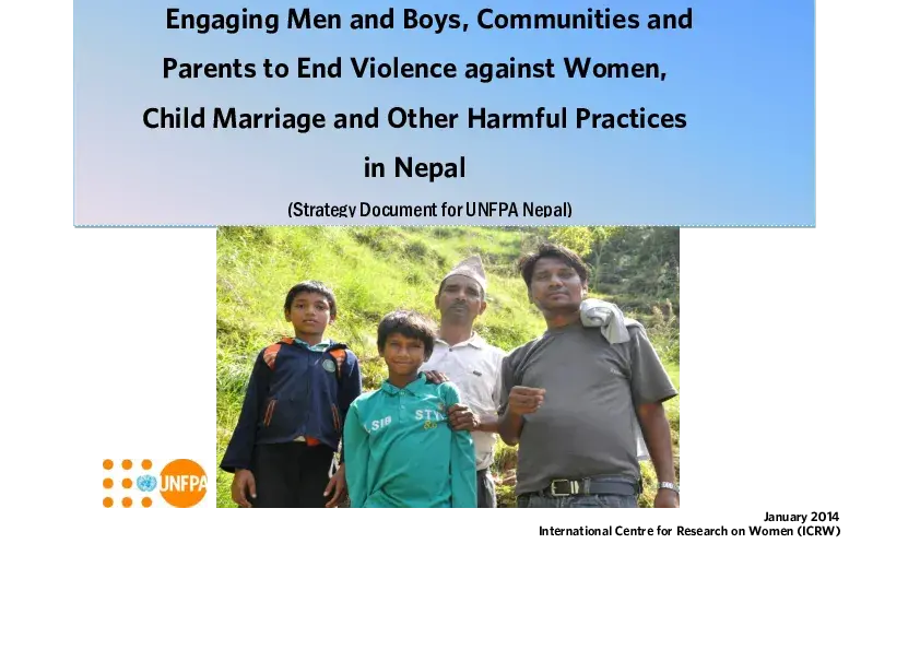 Engaging Men and Boys, Communities and Parents to End Violence against Women, Child Marriage and Other Harmful Practices in Nepal