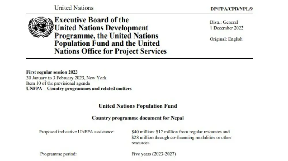 UNFPA Country Programme Document for Nepal (2023-2027)